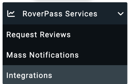 RoverPass Services menu