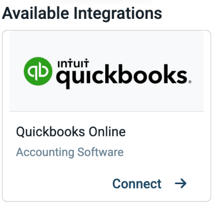 Available integration option for QuickBooks Online