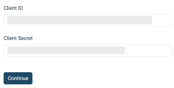 Clients fields filled out for QuickBooks integration setup.